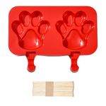 Stiesy 2Pcs Red Paw Print Silicone Moulds Lollipop Silicone Mould Popsicles Food Grade Silicone Molds with Wood Sticks for DIY Candy Chocolate Ice Creative Handicrafts