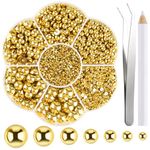 NACHLYNN 6480 Pcs Flat Back Pearl 7 Sizes Half Pearl Bead Gold Flatback Pearl Beads Half Round Pearls for Crafts Embellishment Shoes Clothes Bags DIY Making