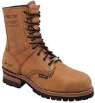 Ad Tec Men's 9" Super Logger Steel Toe Leather Work Boots | Oil Resistant Lug Sole, Brown, 11