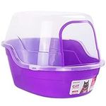 Covered Litter Box, Jumbo Hooded Cat Litter Box Holds Up to Two Small Cats Simultaneously,Extra Large Purple by Petphabet