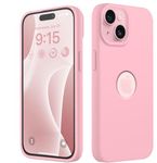 eLzzi Microfiber Logo Cut Cover Compatible For iPhone 15 Plus Case Liquid Silicone Case Non-Slip Full Body 4 Layer Protective Covers Shockproof Back Cover With High Raised Camera Lips (6.7 inch, Pink)