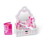 Melissa & Doug Wooden Beauty Salon Play Set With Vanity and Accessories (18 pcs) - Pretend Hair Salon, Toddler Makeup Vanity, Fashion Role Play Set For Kids Ages 3+