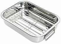 New Stainless Steel Roasting Tin Oven Baking Tray Grill Pan with Removable Rack Dishwasher Safe Size 25cm, 30cm, 35cm, 40cm[25cm]