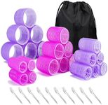 Jumbo Hair Rollers Set, 33 Pcs Self Grip Hair Curlers for Long, Medium, Short Hair - Includes 22 Velcro Hair Rollers, 10 Stainless Steel Clips, 1 Storage Bag for Thick Hair by H HOME-MART