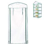 SHANGXING 4 Tier Roll-Up Zipper Door Greenhouse Replacement Cover- 27 x 19 x 63 Inch Clear PVC Plant Greenhouse Cover for Gardening Plants Cold Frost Protection Wind Rain Proof (Frame NOT Include)