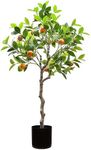 Gresorth 4Feet Fake Orange Tree Artificial Green Plant Fruits Decoration with Plastic Pot Realistic Leaves for Home House Table Office Garden Indoor Outdoor