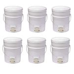 Little Giant BKT5 Plastic Honey Extractor Bucket with Honey Gate Tool for Beekeeping Harvesting, 5 Gallon (6 Pack)