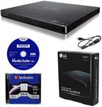 Produplicator LG BP60NB10 Portable 6X Ultra HD 4K Blu-ray Burner External Drive with CyberLink Software, 25GB M-DISC BD-R, and USB Cable - Burns CD DVD BD DL BDXL Discs