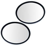 TRQ 8.5" Round Convex Mirror Pair Stainless Steel Heated Offset Stud w/Bracket