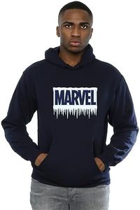 Marvel Mens Icicle Logo Hoodie (UK Size: S) (Navy Blue)