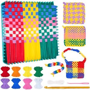 PREBOX Potholder Weaving Loom Kit for Kids and Beginners, Knitting Crafts for Girls Ages 6-12 Year Old, 7" Pot Holder Loom with 224 Loops, Great Christmas & Birthday Gifts