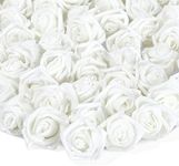 Bright Creations 200 Pack White Artificial Flower Heads, 2 Inch Stemless Fake Foam Roses for Wall Decorations, Wedding Receptions, Faux Bouquets, Table Scatter, and DIY Crafting Projects