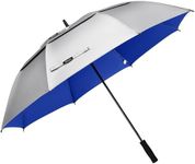 Gonex 80 Inch Silver Extra Large Golf Umbrella, UV protection Automatic Open Travel Rain Umbrella with Windproof Water Resistant Double Canopy, Oversize Vented Umbrellas for 4-6 Men, Blue