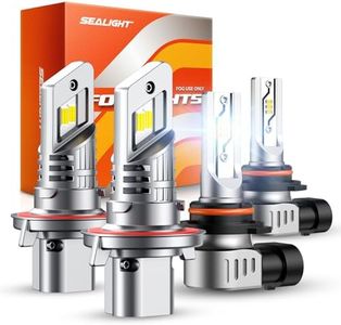 SEALIGHT F5 H13 H10 LED Light Bulbs Combo, 4,0000 Lumens 6500K White, 1:1 Design with Cooling Fan, 9008/H13 H10/9140/9145 LED Fog Light Bulbs Combo for 2005/2004 Ford F-150, Plug and Play, Pack of 4