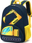 BTOOP Toddler Backpack for Boys Waterproof 3D Cute Kids Backpack Preschool Schoolbag Nursery Daycare Elementary, Excavator Truck-navy