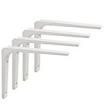 Sayayo Shelf Bracket Corner Brace Angle Bracket Shelf Support Wall Hanging 150mm*125mm, Metal Bright White Finished, 4 Pcs, EJR150W-4P