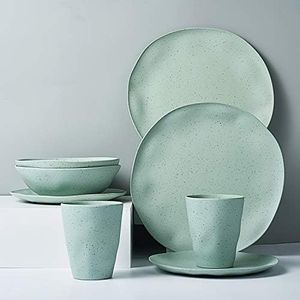 Bamboo Dinnerware Set, Morgiana 8-Pieces Reusable Tableware Set (Green)