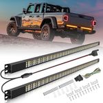 Nilight Truck Tailgate Light Bar 56" Aluminum Frame Triple Row 576 LED Strip with Red Running Brake Lights Amber Sequential Turn Signals White Reverse Lights for Truck, Pickup, SUV, 2 Years Warranty