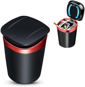 Kytpyi cendrier voiture, cendrier anti odeur, Cendrier sans fumée en acier inoxydable avec lumière LED, cendrier voiture portable amovible pour la maison, le bureau, le camping en plein air (rouge)