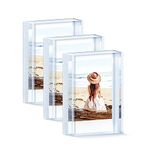 Janaden Instax Mini Picture Frames 2x3 inch Polaroid Photo Frames, Silver Glitter Acrylic Little Picture Frame for Desktop & Tabletop, Cute Mini Instant Photo Frames for Fujifilm & Polaroid Film