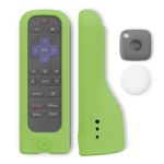 GripStand™ Roku Express | HD Standard Remote Case: Stands Upright, Enhanced Grip, AirTag and Tile Mate Compatible, Fits Roku Standard Remote for HD Roku, No Side Volume Buttons, Lime Glow by 73&Sunny