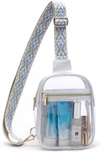 Clear Fanny Pack Cross Body Bag for Women Transparent Chest Bag Crossbody Purses with Adjustable Guitar Straps for Sports, Beach, Events, Concerts