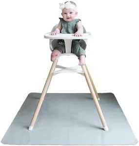 Vegan Leather High Chair Mat by Lark Baby Goods (40 x 40 in) - Waterproof Wipeable Splat Mat for Under High Chair - Baby High Chair Floor Mat for Splash and Spill Protection - Grey