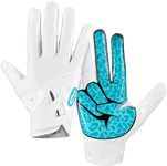 Grip Boost Youth Football Gloves Peace Stealth 6.0 Boost Plus Technology Kids Receiver Gloves - Youth Sizes (White/Aqua, Youth Medium)