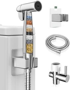 PWERAN Handheld Bidet Sprayer for Toilet, Filtered Toilet Jet Spray with Adjustable Water Pressure ON/Off Switch for Feminine Wash, Stainless Steel Muslim Shower with Hose for Baby Cloth Diaper Wash