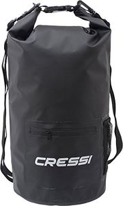 Cressi Premium Bolsa Seca Impermeable Multiuso con Bolsillo Zip y Portabotellas, Unisex Adulto, Negro, 20 L