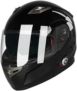 FreedConn BM2-S Bluetooth Motorcycle Helmet, Flip-Up Modular Motorbike Helmet, 500M Connectivity for 2-3 Riders, Voice Dial, Hands-Free Call, MP3, FM, DOT Certified ( X-Large, Gloss Black)