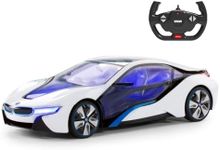 BMW Toy Car, Rastar 1:14 BMW i8 Remote Control Car | BMW RC Car, Fully Transparent/Interior Light – Silver 2.4GHz