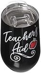 Spoontiques 16931 Teacher's Aid Stainless Wine Tumbler, Black 14 Ounces