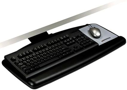 3M Keyboard Tray, Just Lift To Adjust Height And Tilt, Sturdy Tray Includes Gel Wrist Rest And Precise Mouse Pad, Swivels Side To Side And Stores Under Desk, 23" Track, Black (AKT90LE)