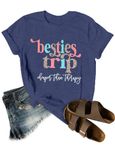 MOUSYA Girls Trip Shirt Women Besties Trip Cheaper Than Therapy Shirt Girls Cruise Shirt Casual Vacation Travel Tee Tops, Blue, X-Large