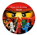 Ninja Red Cake Topper Icing Sugar Paper 7.5" iPersonalized mage n4