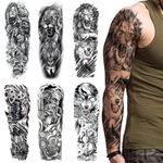 MAYCREATE® 6 Sheets Temporary Tattoo for Men Waterproof Forearm Tattoo for Men Women Large Temporary Tattoo Stickers for Arm, Legs Temporary Tattoos for Party, Club, Perform, Special Makeup