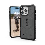 URBAN ARMOR GEAR UAG [Updated Ver] Compatible with iPhone 15 Pro Max Case 6.7" Pathfinder Silver Built-in Magnet Compatible with MagSafe Charging Rugged Military Grade Dropproof Protective Cover