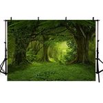 MEHOFOND 8x6ft Spring Enchanted Forest Green Backdrop Wonderland Ancient Tree Nature Scenery Background Baby Shower Birthday Party Decor Studio Portrait Photography Prop