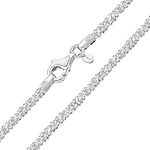 Amberta 925 Sterling Silver 2 mm Snow / Rock Chain Necklace Length 18 inch inch / 45 cm (18)