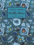 2021-2025 Five Year Monthly Planner: 5 year calendar 2020 2025, Large Size 8,5x11 in | Blue Flower Cover