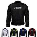 HWK Motorcycle Jacket Men's Riding Textile Racing Motorbike Hi-Vis Biker CE Armored Water Resistant Jackets (All-Black, XL)