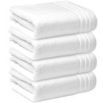 Towelogy® Commercial Grade Bath Sheets Large Size (100x150cm) 100% Egyptian Cotton Super Soft & Absorbent Body Wrap Shower Towels for Bathroom (Dove White, 4)