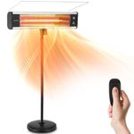 SereneLife, Infrared Heater, Patio Heater, for Indoor/Outdoor Use, Portable Stand Heater with Remote Control, Waterproof Electric Heater, 1500W, for Restaurant, Patio, Backyard, Garage, Decks