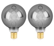 SD LUX E27 ES Antique LED Bulbs Globe Vintage Filament Led Light Bulbs G95 Retro Bulbs Smoke Dimmable No Flicker Edison Screw LED Bulbs - 6W 150LM Warm White 2200K,2 Packs