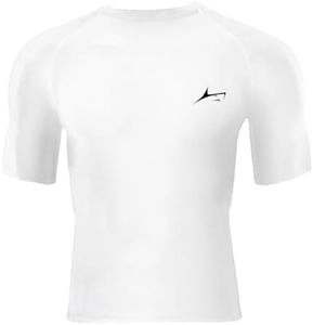 PROSHARX Polyester Premium Compression Tights Half Sleeves Dry Fit T-Shirts for High Performance in Gym (in, Alpha, Large, White)