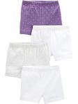 Simple Joys by Carter's Toddler Girls' Tumbling Shorts, Pack of 4, Purple/Grey/White, 4 Years