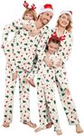 Ekouaer Christmas Family Matching Pajamas Long Sleeve Button Down Pj Set Festival Party Sleepwear,White/Plaid Tree,Kids,14-15Y