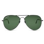 Royaltail Aviator Sunglasses Pilot Shape Black Frame & Green Glass, Unisex Square 100% UV Protected | For Men & Women | For Eye Protection, Safety, Party, Styling & Driving