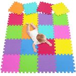 Meiqicool EVA Foam Puzzle Play Mat for Baby - Non Toxic Interlocking Soft Floor Tiles - Kids Toddler Infant Children Room and Yard Exercise Gym Decor - Multi Color 20pcs